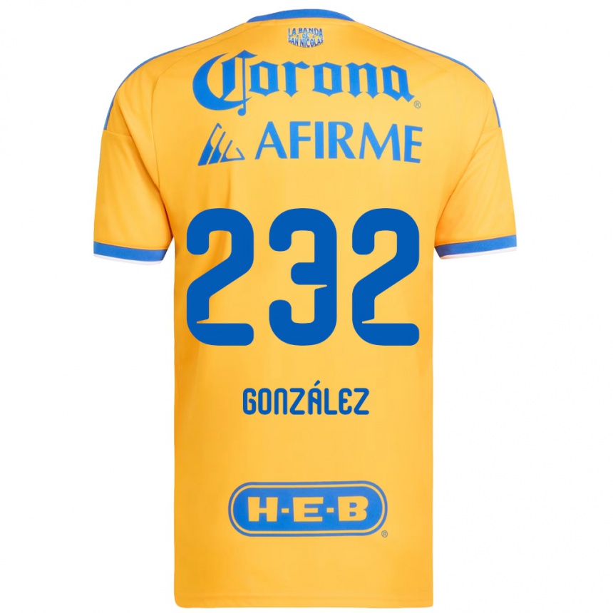 ילדים כדורגל César González #232 צהוב כחול ג'רזי ביתית 2026/27