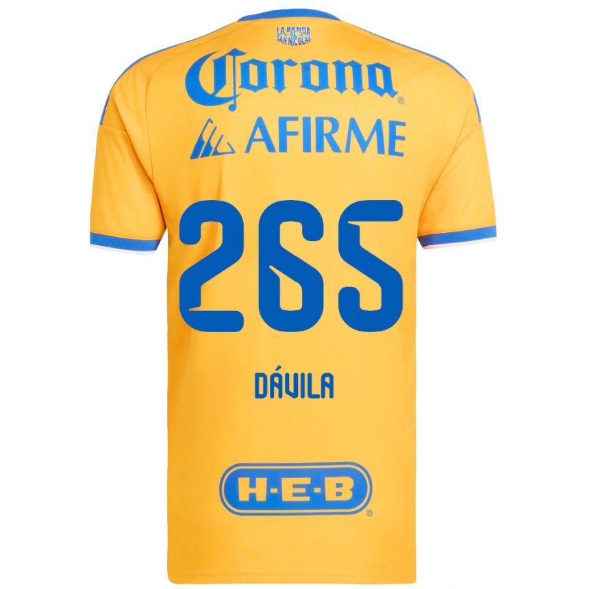 ילדים כדורגל Emiliano Dávila #265 צהוב כחול ג'רזי ביתית 2026/27