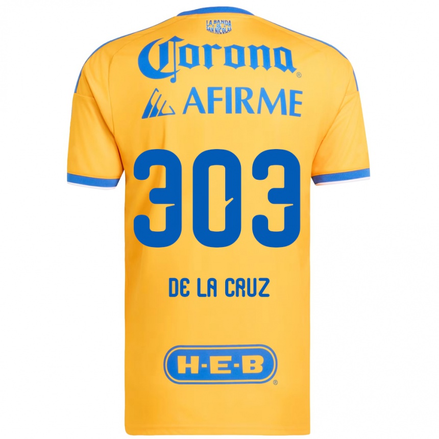 ילדים כדורגל Erick De La Cruz #303 צהוב כחול ג'רזי ביתית 2026/27
