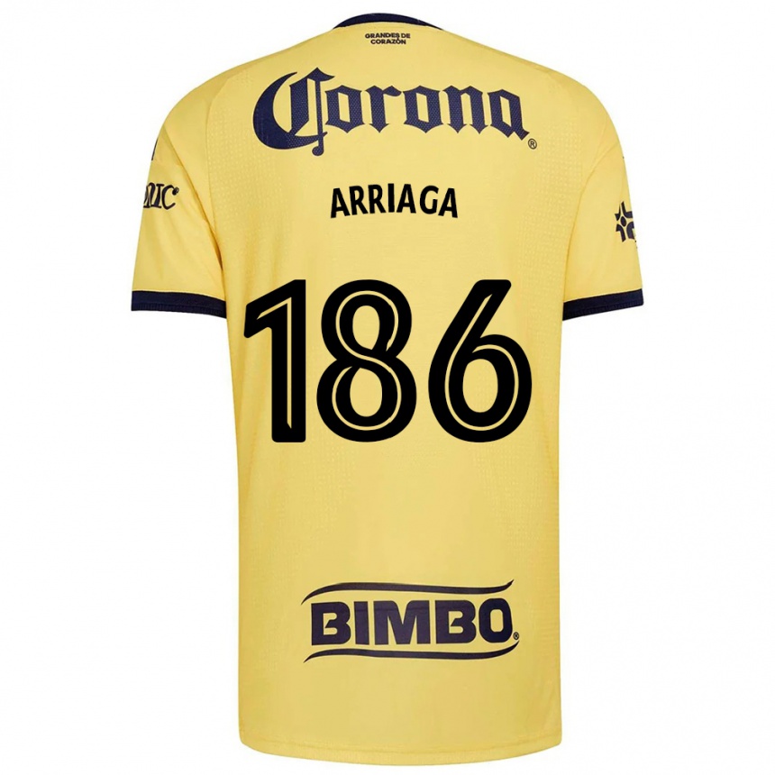 ילדים כדורגל Diego Arriaga #186 צהוב אדום שחור ג'רזי ביתית 2026/27