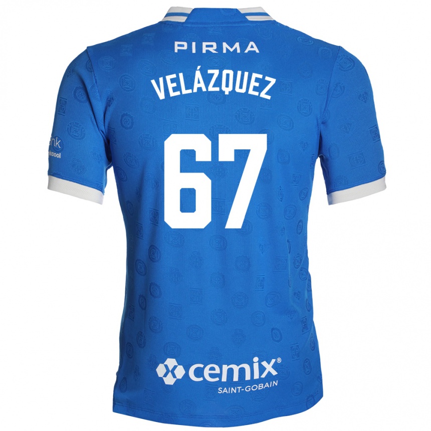 ילדים כדורגל Karol Velázquez #67 כחול לבן אדום ג'רזי ביתית 2026/27