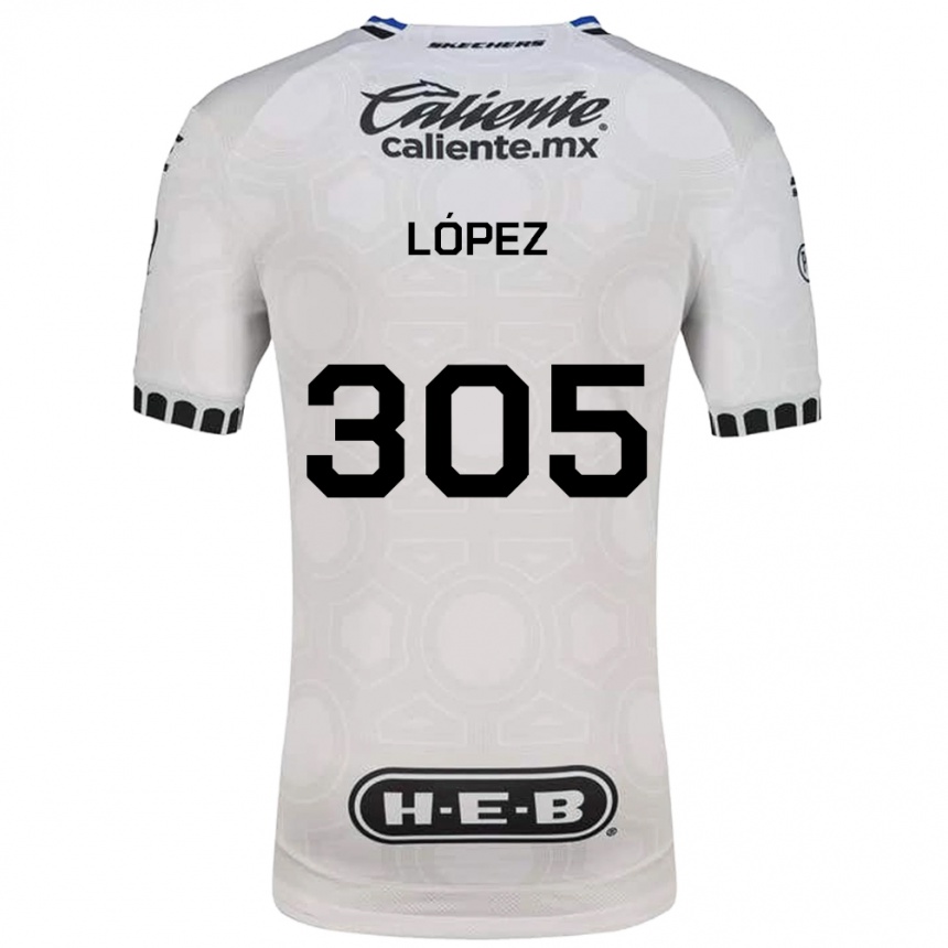 ילדים כדורגל Noé López #305 לבן שחור כחול ג'רזי ביתית 2026/27