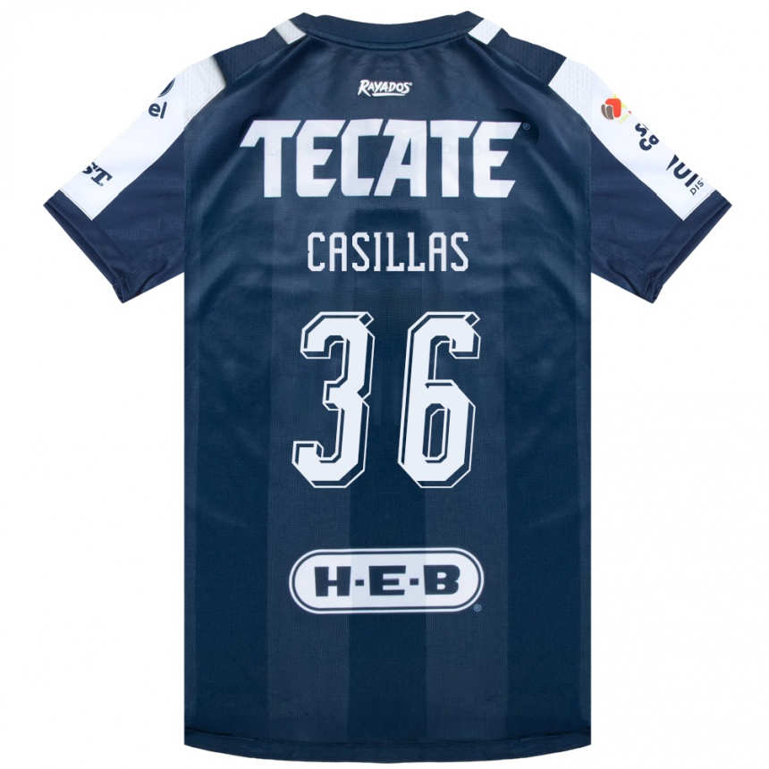 ילדים כדורגל Javier Casillas #36 כחול דיו לבן אדום ג'רזי ביתית 2026/27