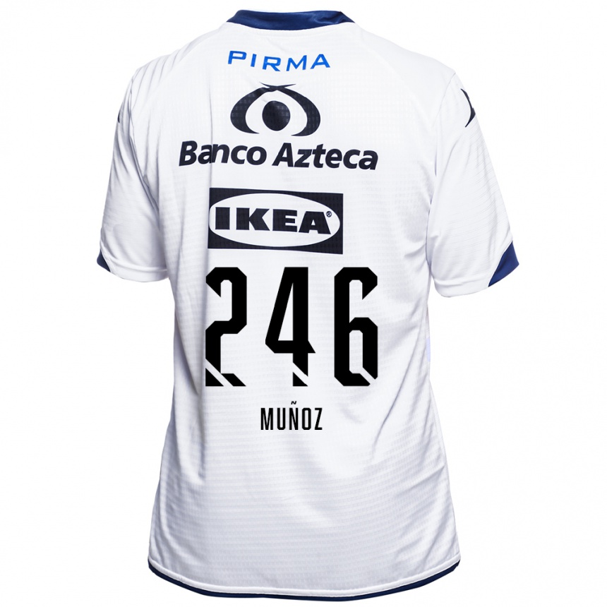 ילדים כדורגל Zamier Muñoz #246 לבן שחור כחול ג'רזי ביתית 2026/27