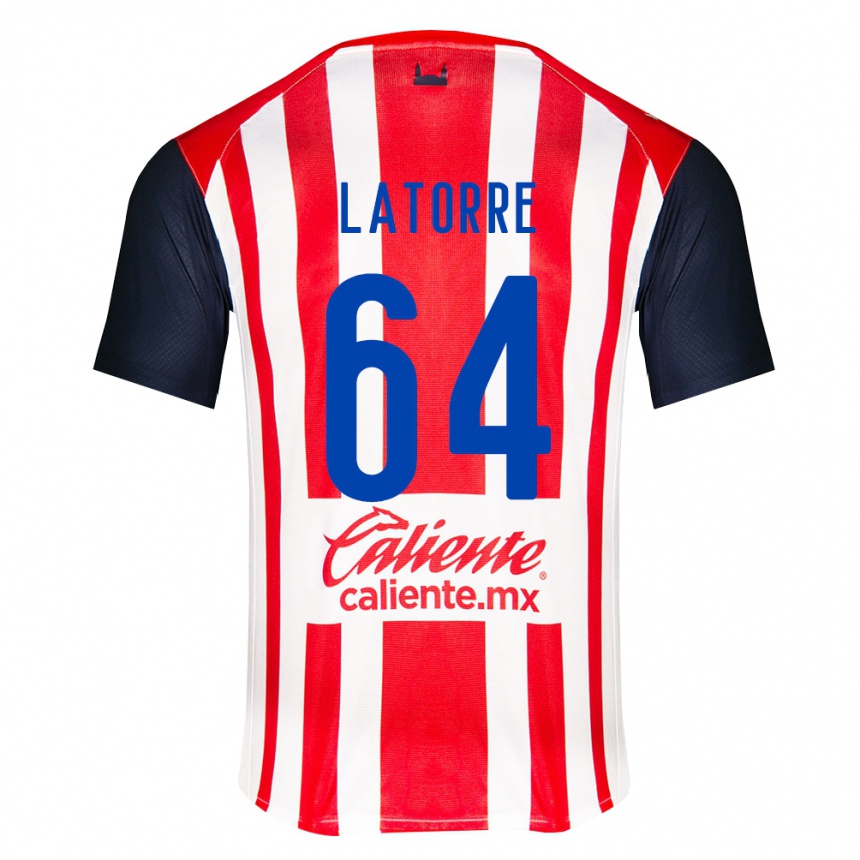 ילדים כדורגל Diego Latorre #64 אדום שחור לבן ג'רזי ביתית 2026/27