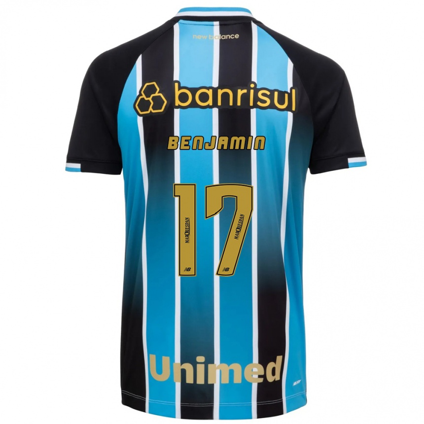 ילדים כדורגל Benjamin #17 כחול חום שחור ג'רזי ביתית 2026/27