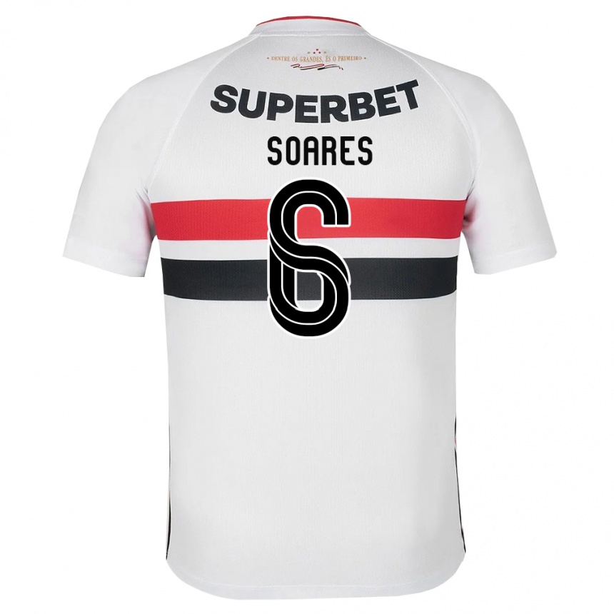 ילדים כדורגל Jéssica Soares #6 לבן אדום שחור ג'רזי ביתית 2026/27