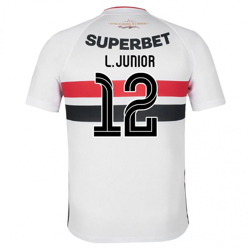 ילדים כדורגל Luciano Junior #12 לבן אדום שחור ג'רזי ביתית 2026/27