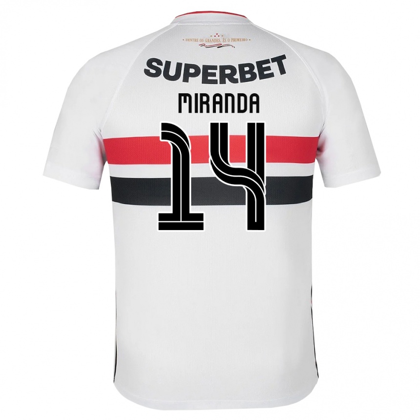 ילדים כדורגל Lucas Miranda #14 לבן אדום שחור ג'רזי ביתית 2026/27