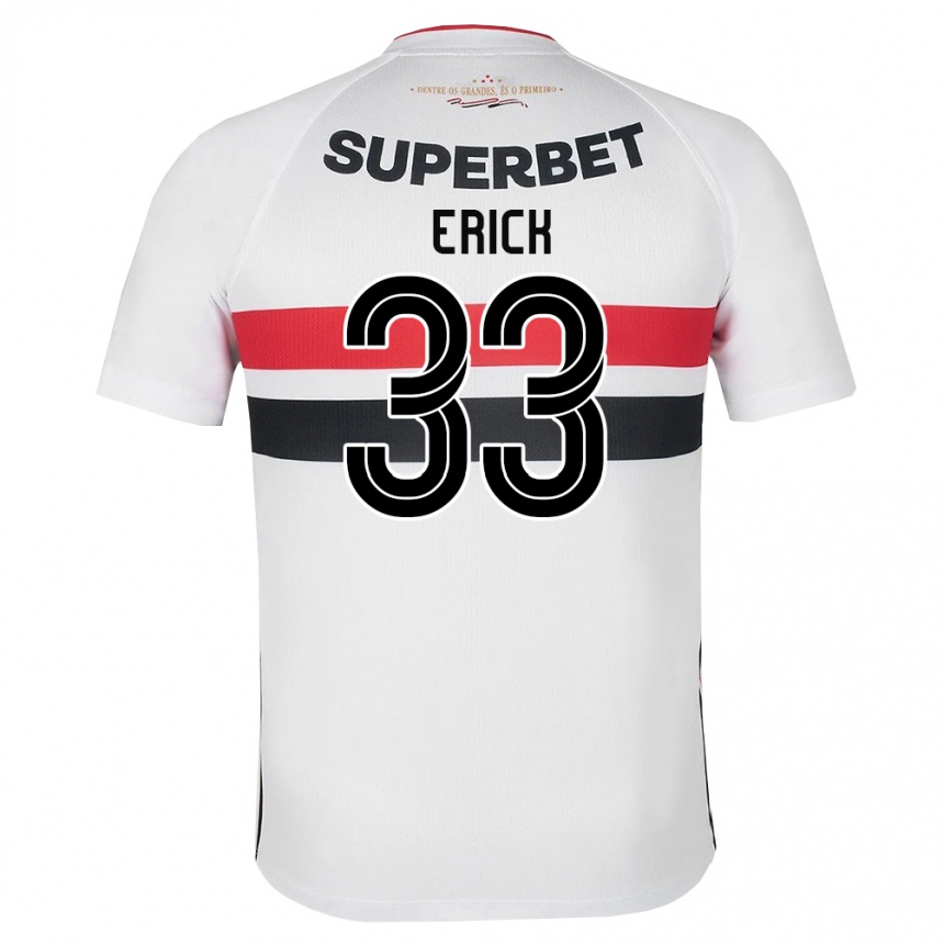 ילדים כדורגל Erick #33 לבן אדום שחור ג'רזי ביתית 2026/27