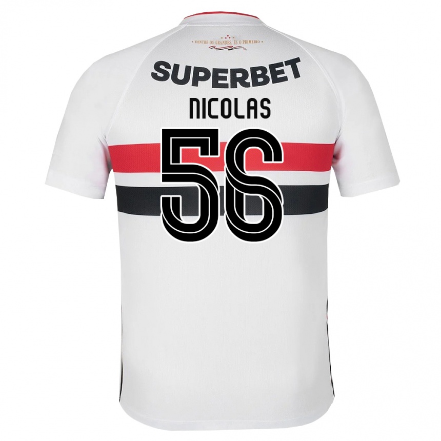 ילדים כדורגל Nicolas #56 לבן אדום שחור ג'רזי ביתית 2026/27