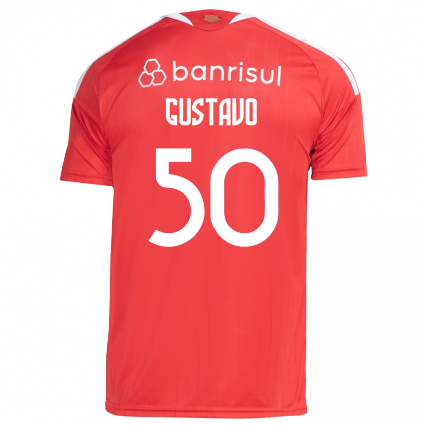 ילדים כדורגל Gustavo #50 אדום לבן ג'רזי ביתית 2026/27