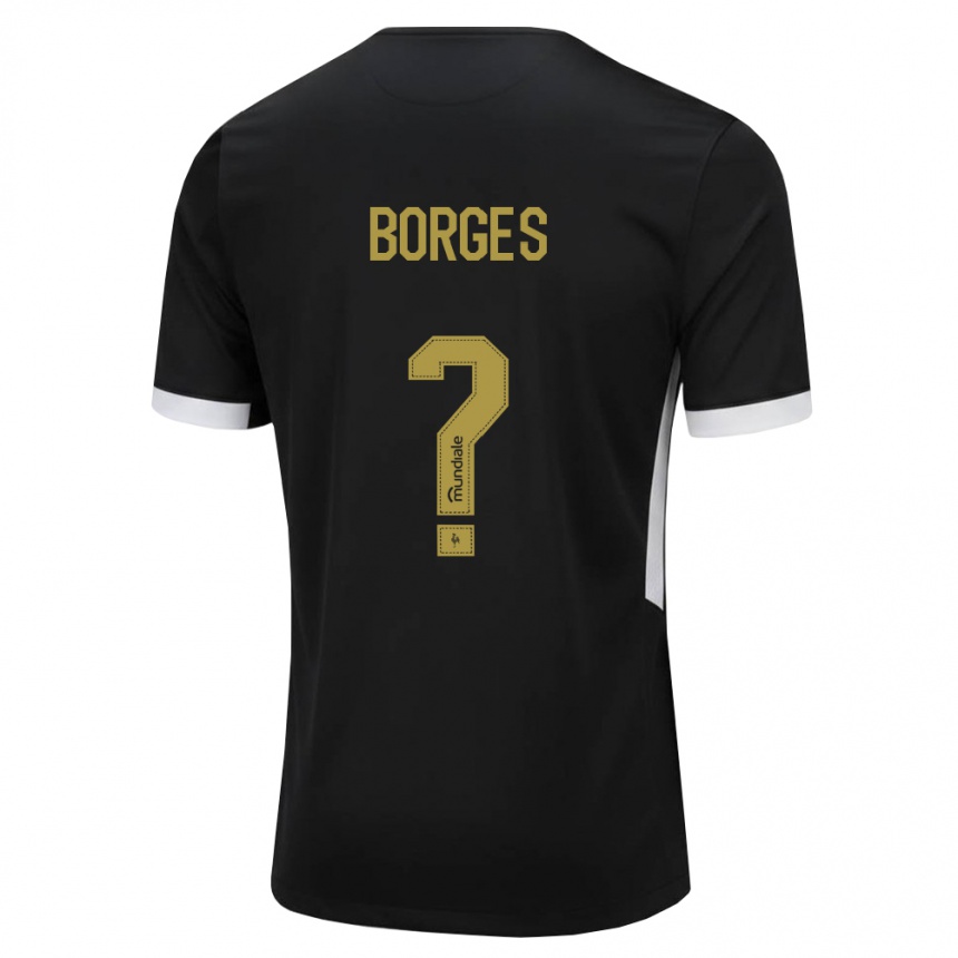 ילדים כדורגל Léo Borges #0 שחור לבן צהוב ג'רזי ביתית 2026/27