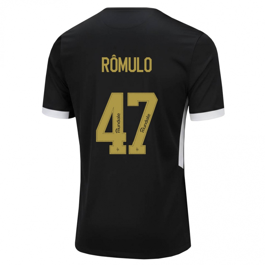ילדים כדורגל Rômulo #47 שחור לבן צהוב ג'רזי ביתית 2026/27