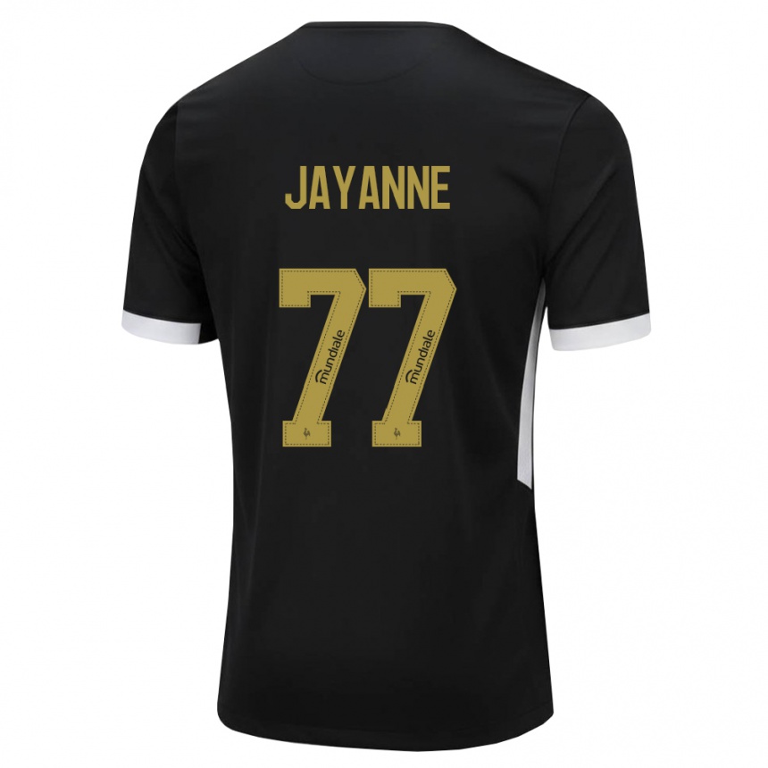 ילדים כדורגל Jayanne #77 שחור לבן צהוב ג'רזי ביתית 2026/27
