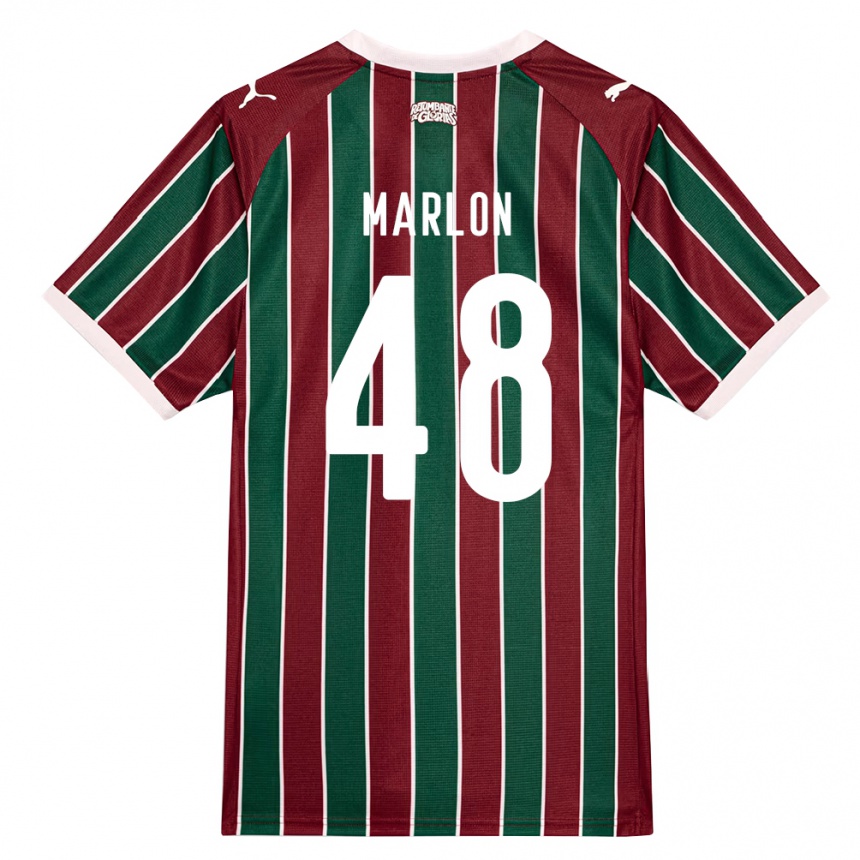 ילדים כדורגל Marlon #48 ירוק בורדו לבן ג'רזי ביתית 2026/27