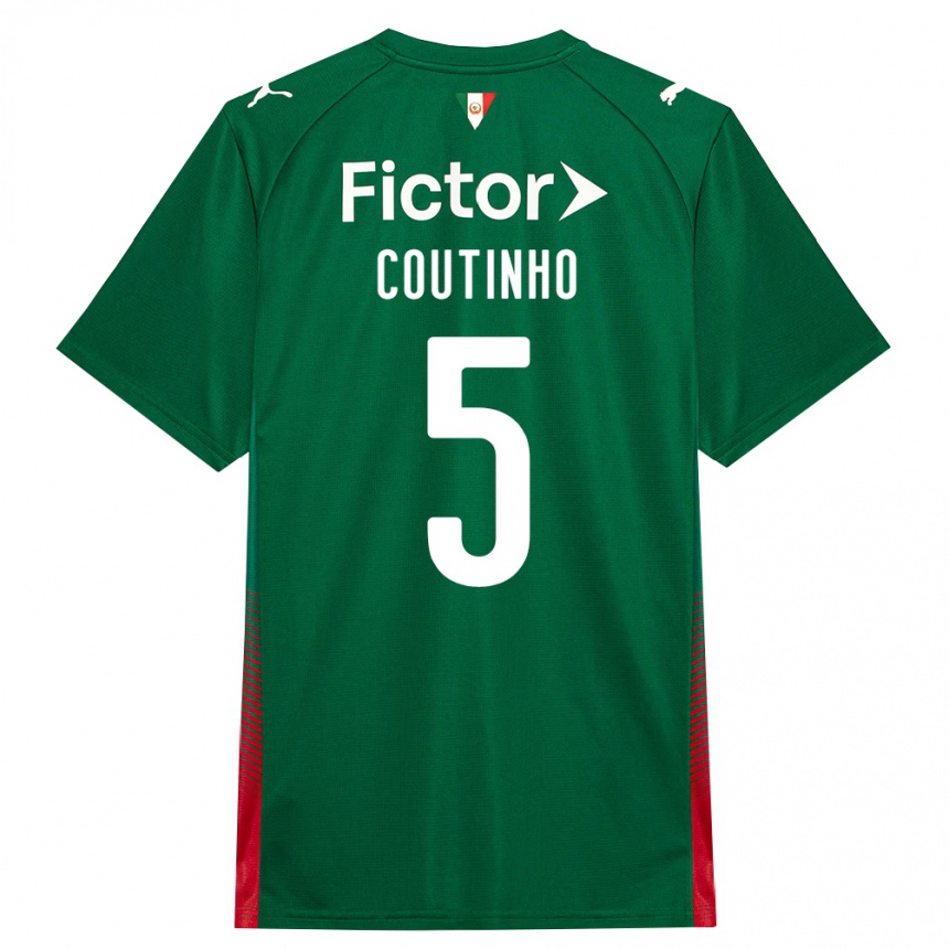 ילדים כדורגל Rafael Coutinho #5 ירוק אדום לבן ג'רזי ביתית 2026/27