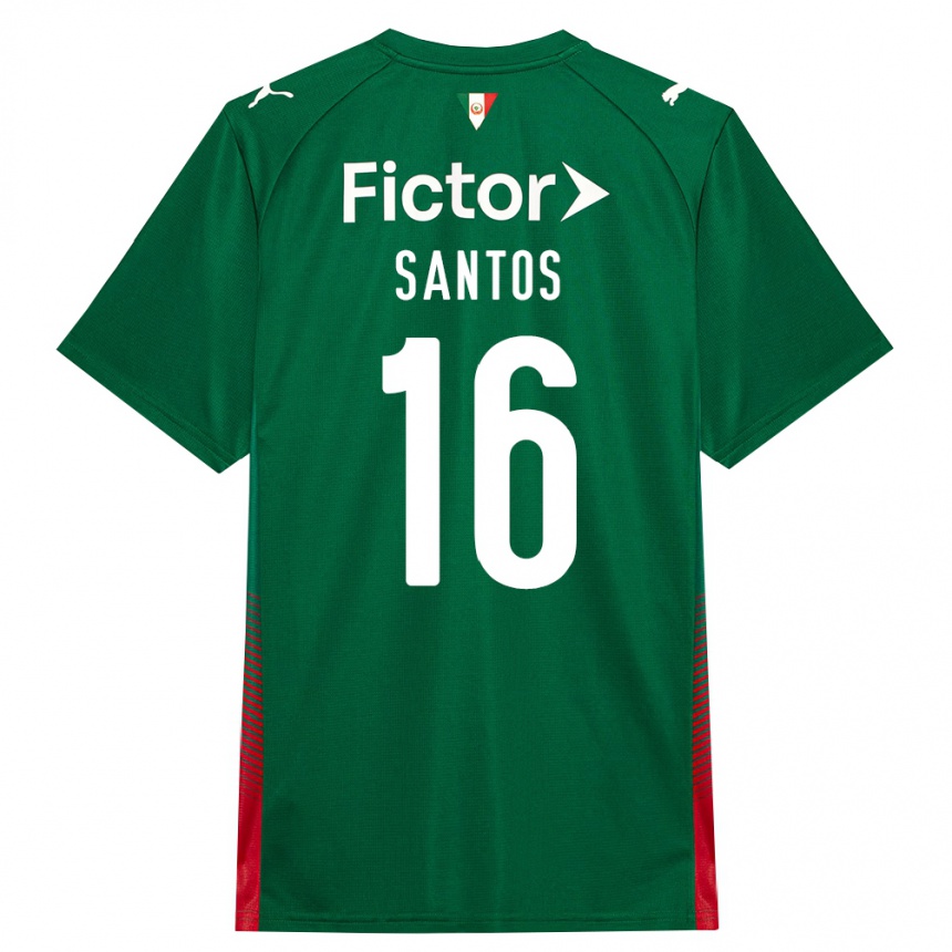 ילדים כדורגל Gaby Santos #16 ירוק אדום לבן ג'רזי ביתית 2026/27