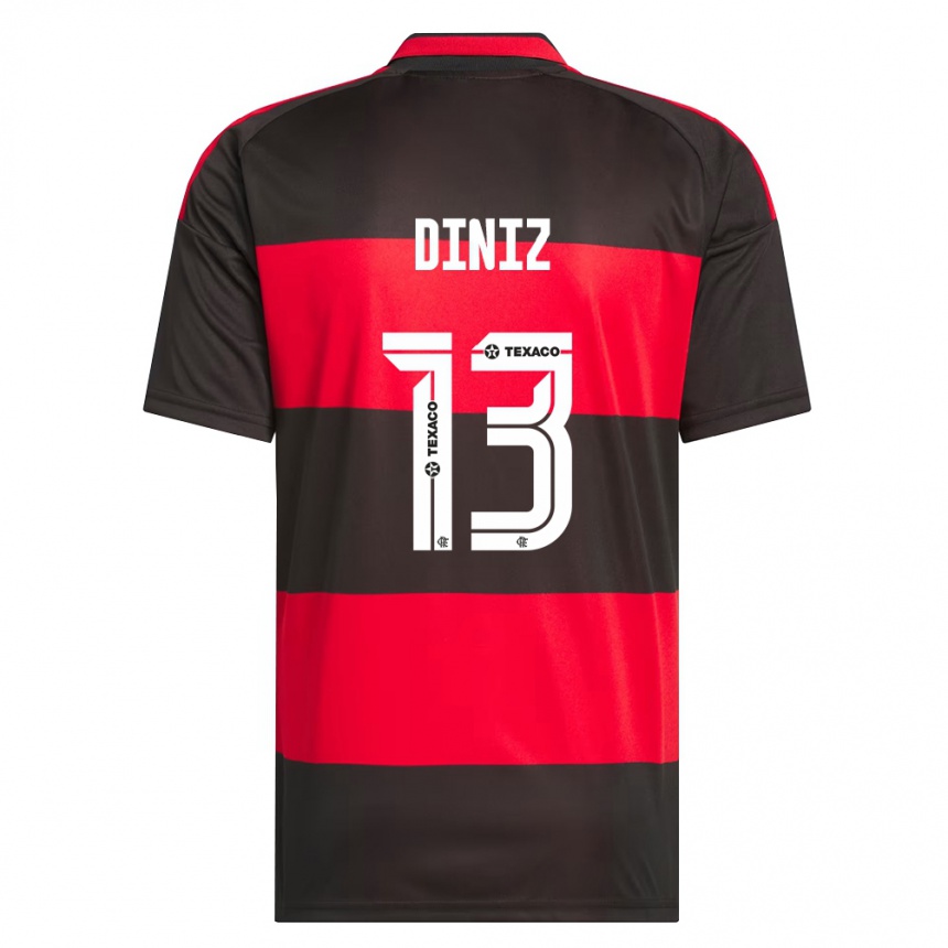 ילדים כדורגל Renata Diniz #13 אדום שחור לבן ג'רזי ביתית 2026/27