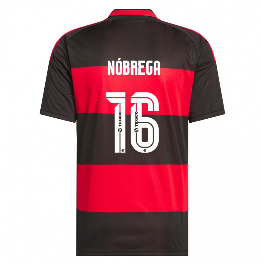 ילדים כדורגל Kaio Nóbrega #16 אדום שחור לבן ג'רזי ביתית 2026/27