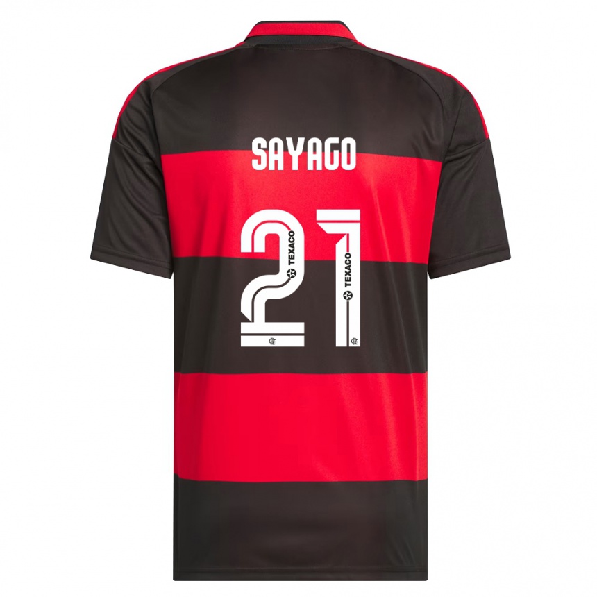 ילדים כדורגל Juan Sayago #21 אדום שחור לבן ג'רזי ביתית 2026/27