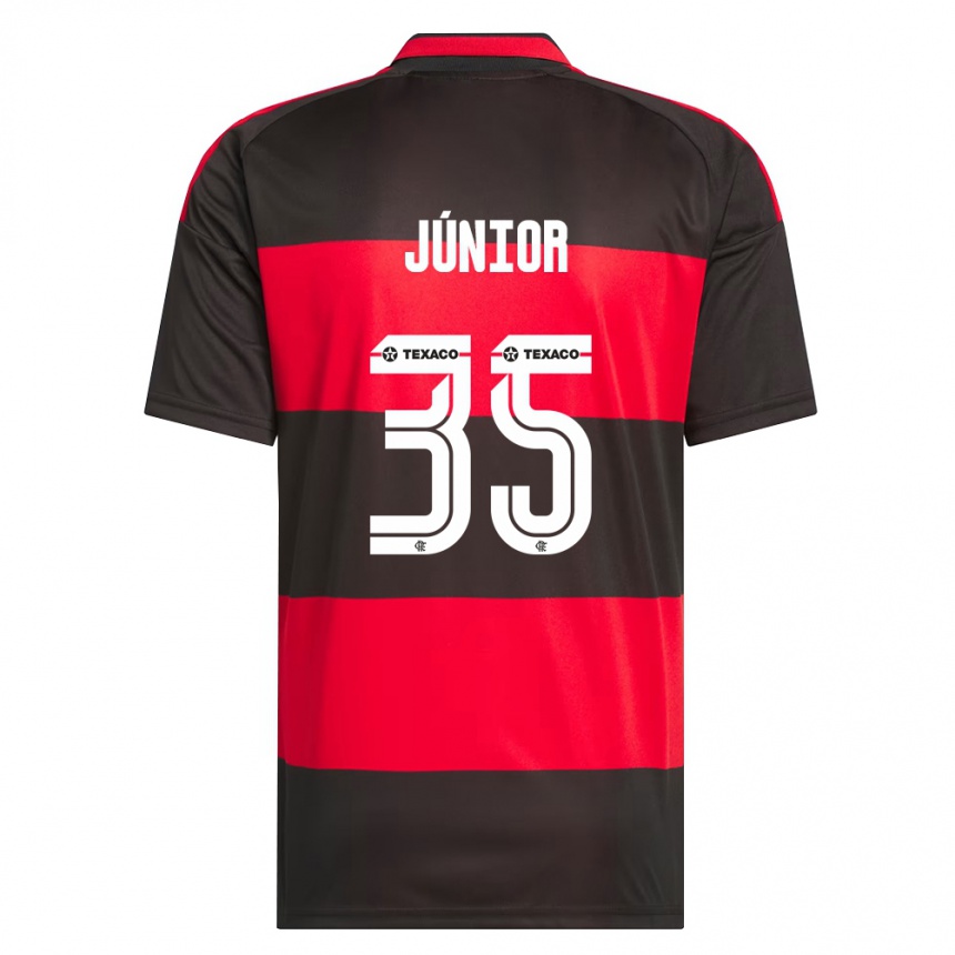 ילדים כדורגל Kaylaine Júnior #35 אדום שחור לבן ג'רזי ביתית 2026/27