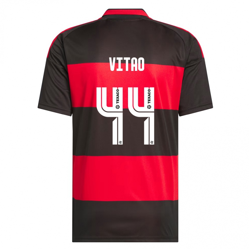 ילדים כדורגל Vitão #44 אדום שחור לבן ג'רזי ביתית 2026/27