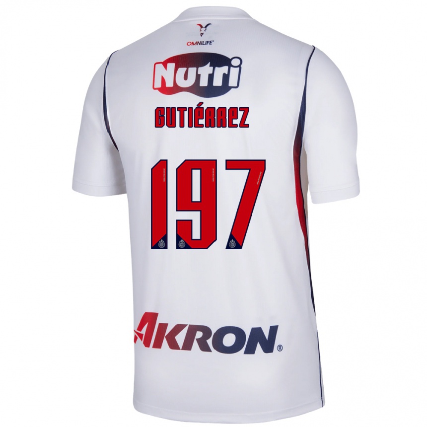 ילדים כדורגל Bryan Gutiérrez #197 לבן כחול צי אדום הרחק ג'רזי 2026/27
