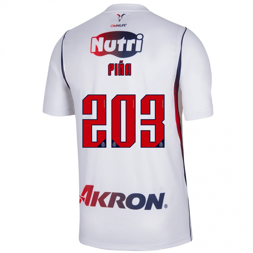 ילדים כדורגל Fernando Piña #203 לבן כחול צי אדום הרחק ג'רזי 2026/27
