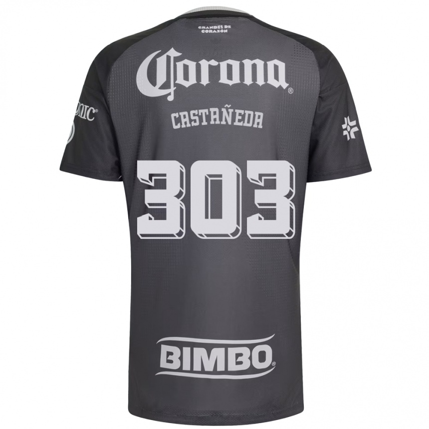 ילדים כדורגל Luis Castañeda #303 אפור לבן שחור הרחק ג'רזי 2026/27