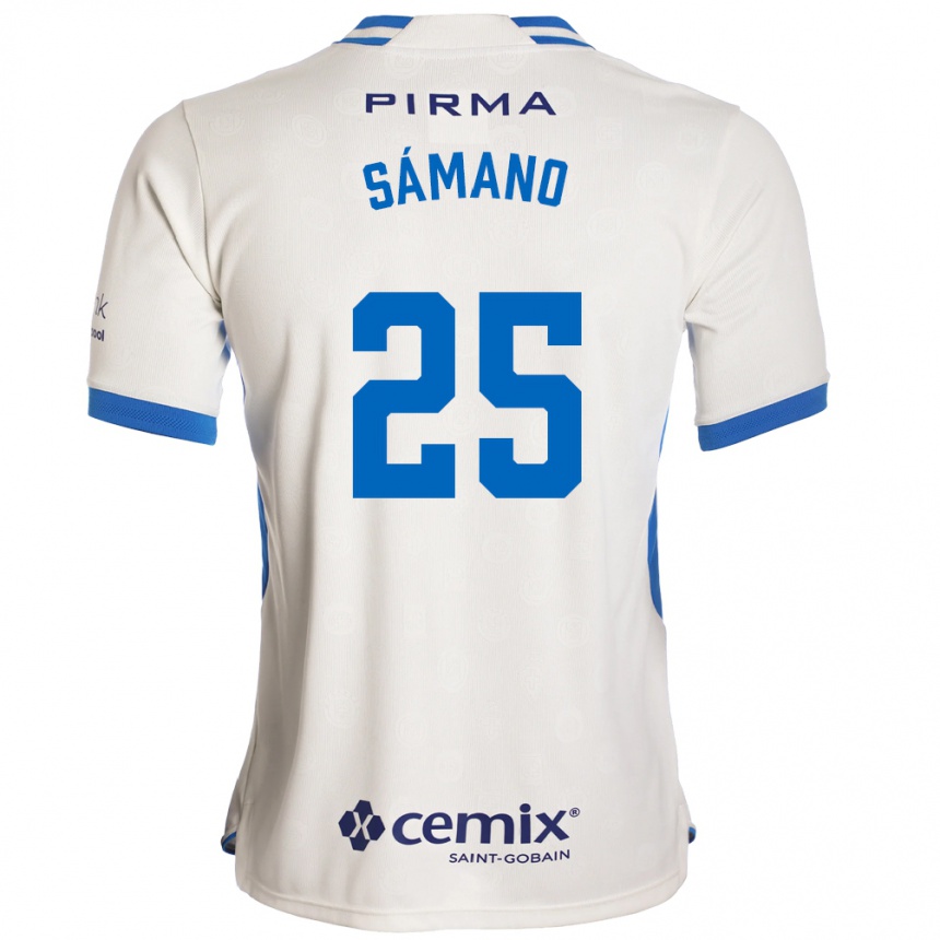 ילדים כדורגל Fernando Sámano #25 לבן כחול אדום הרחק ג'רזי 2026/27