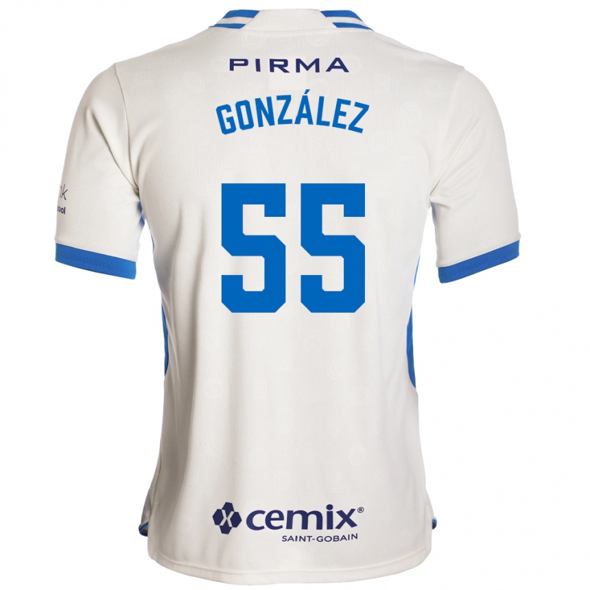 ילדים כדורגל Rogelio González #55 לבן כחול אדום הרחק ג'רזי 2026/27