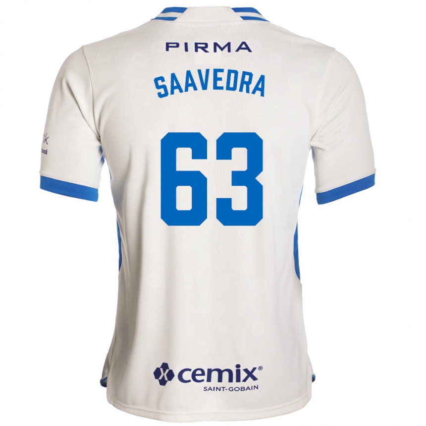 ילדים כדורגל Ángel Saavedra #63 לבן כחול אדום הרחק ג'רזי 2026/27