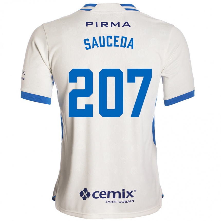 ילדים כדורגל Pedro Sauceda #207 לבן כחול אדום הרחק ג'רזי 2026/27