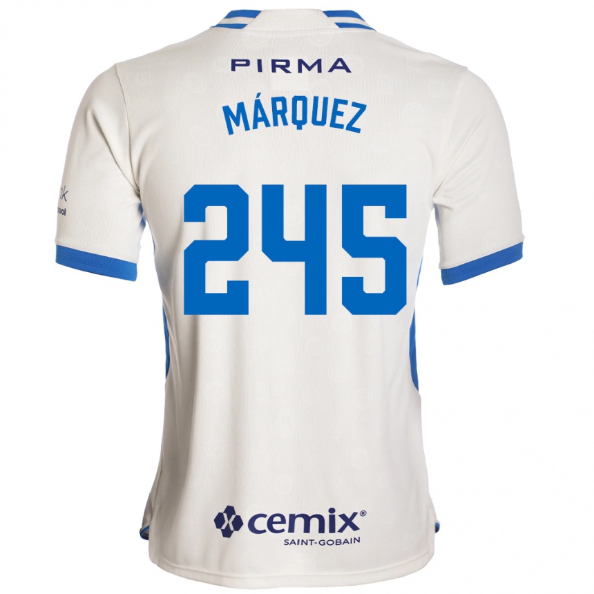 ילדים כדורגל Víctor Márquez #245 לבן כחול אדום הרחק ג'רזי 2026/27