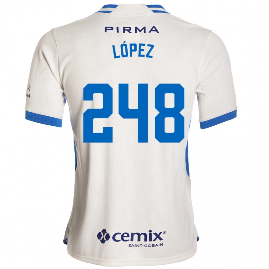 ילדים כדורגל Ernesto López #248 לבן כחול אדום הרחק ג'רזי 2026/27