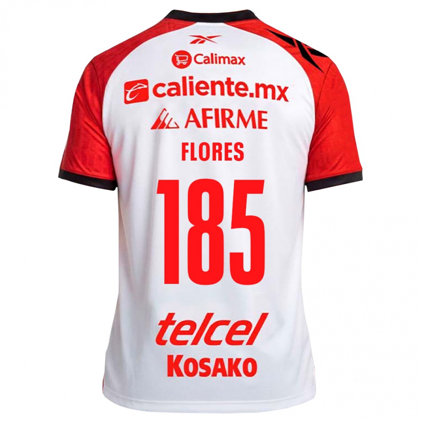 ילדים כדורגל Ismael Flores #185 לבן שחור אדום הרחק ג'רזי 2026/27