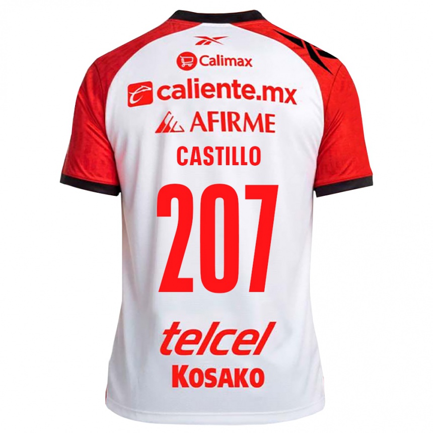 ילדים כדורגל Alberto Castillo #207 לבן שחור אדום הרחק ג'רזי 2026/27