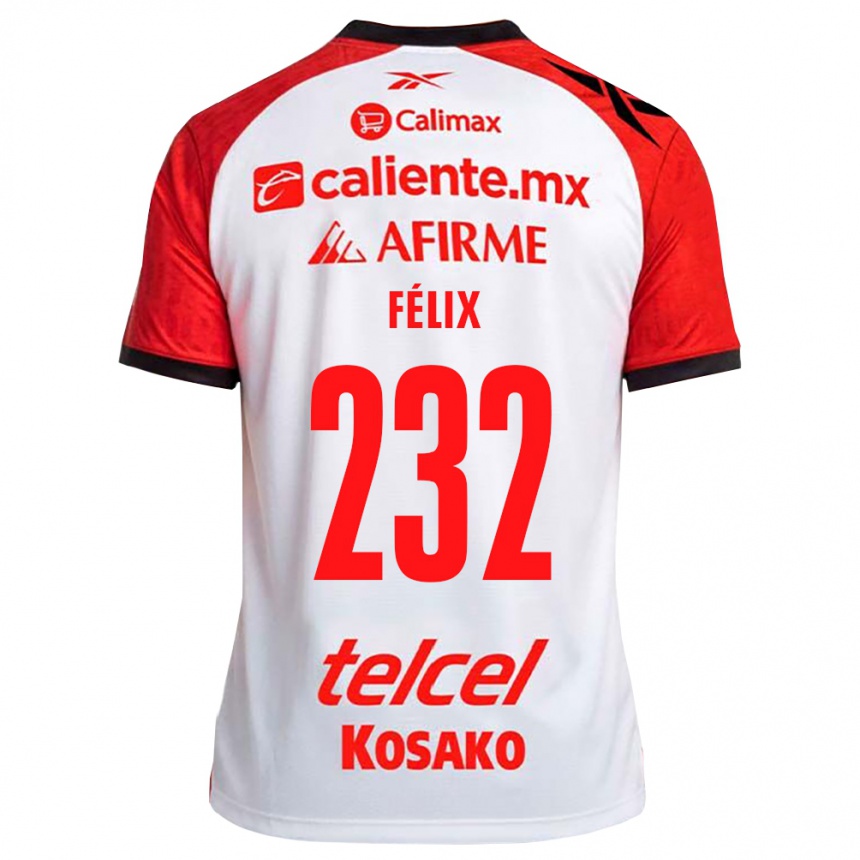 ילדים כדורגל Erick Félix #232 לבן שחור אדום הרחק ג'רזי 2026/27