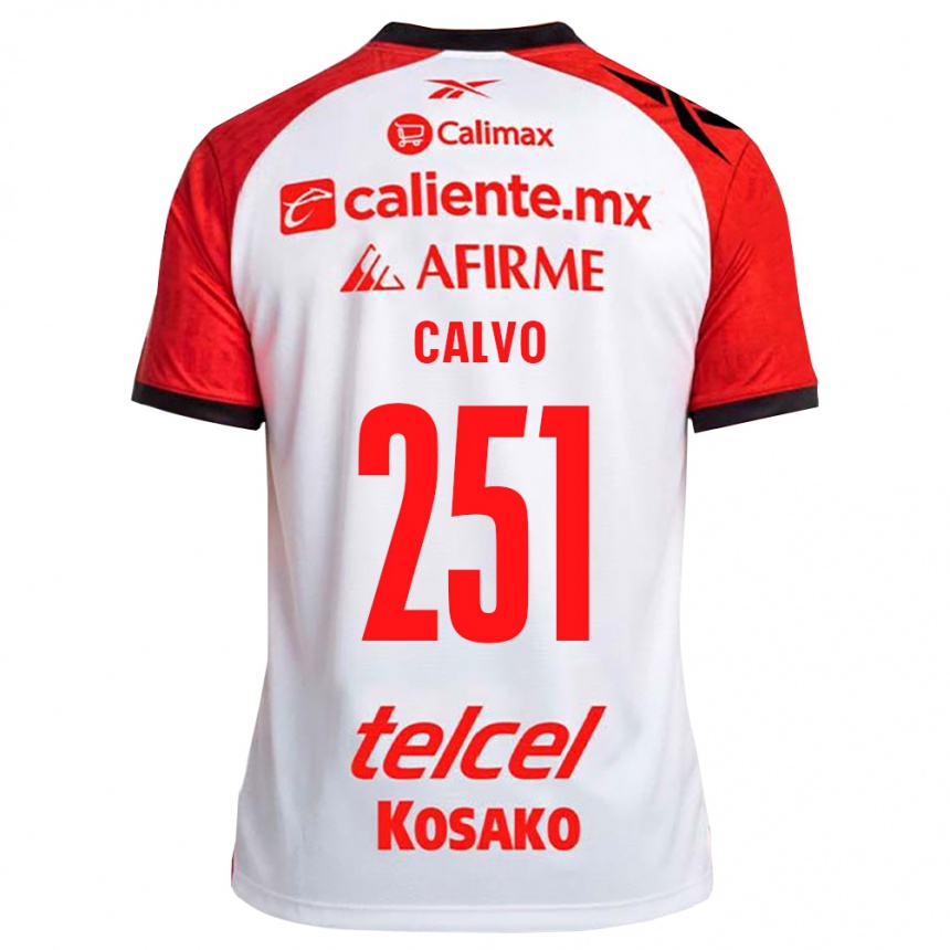 ילדים כדורגל Gael Calvo #251 לבן שחור אדום הרחק ג'רזי 2026/27