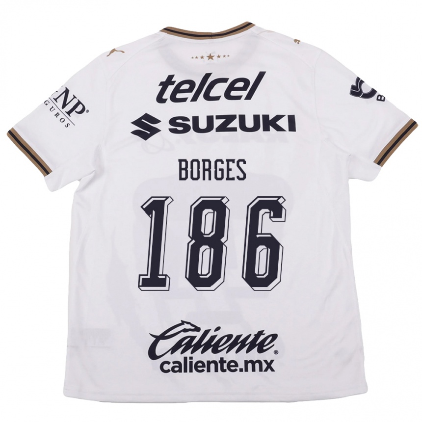 ילדים כדורגל Kevin Borges #186 לבן שחור חום הרחק ג'רזי 2026/27