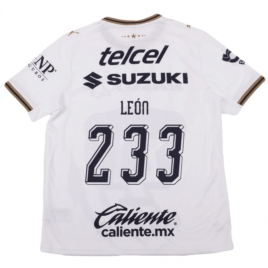 ילדים כדורגל Andryk León #233 לבן שחור חום הרחק ג'רזי 2026/27