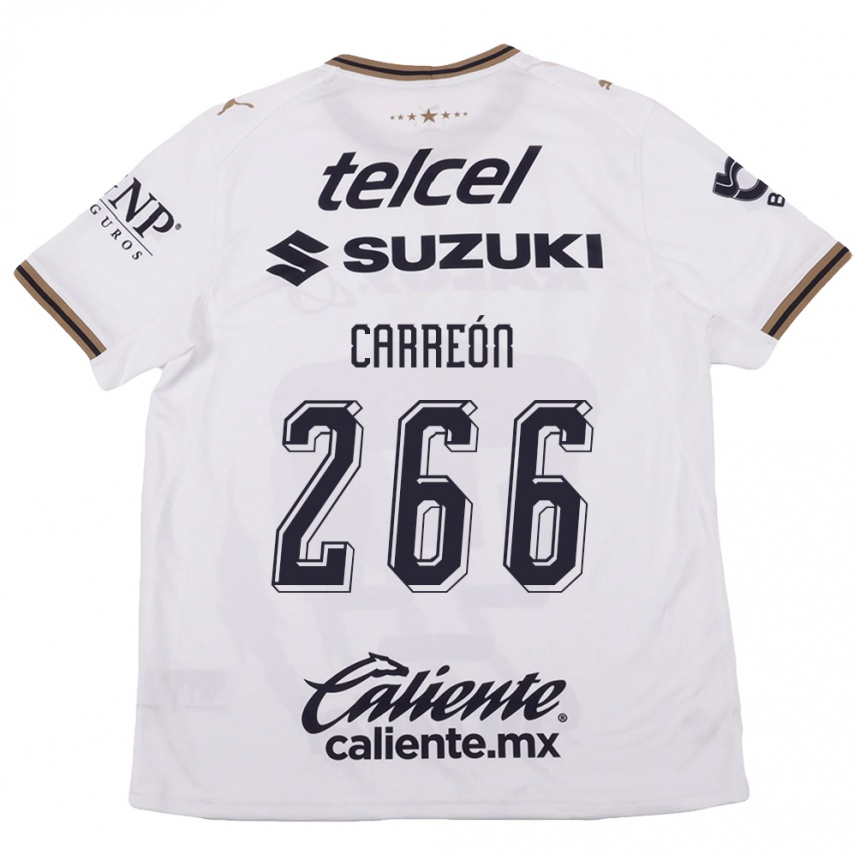 ילדים כדורגל Rogelio Carreón #266 לבן שחור חום הרחק ג'רזי 2026/27