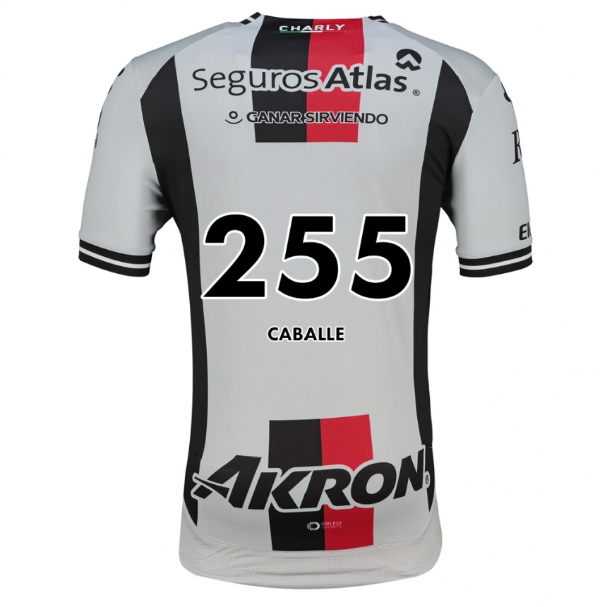 ילדים כדורגל Fabio Caballe #255 לבן אדום שחור הרחק ג'רזי 2026/27