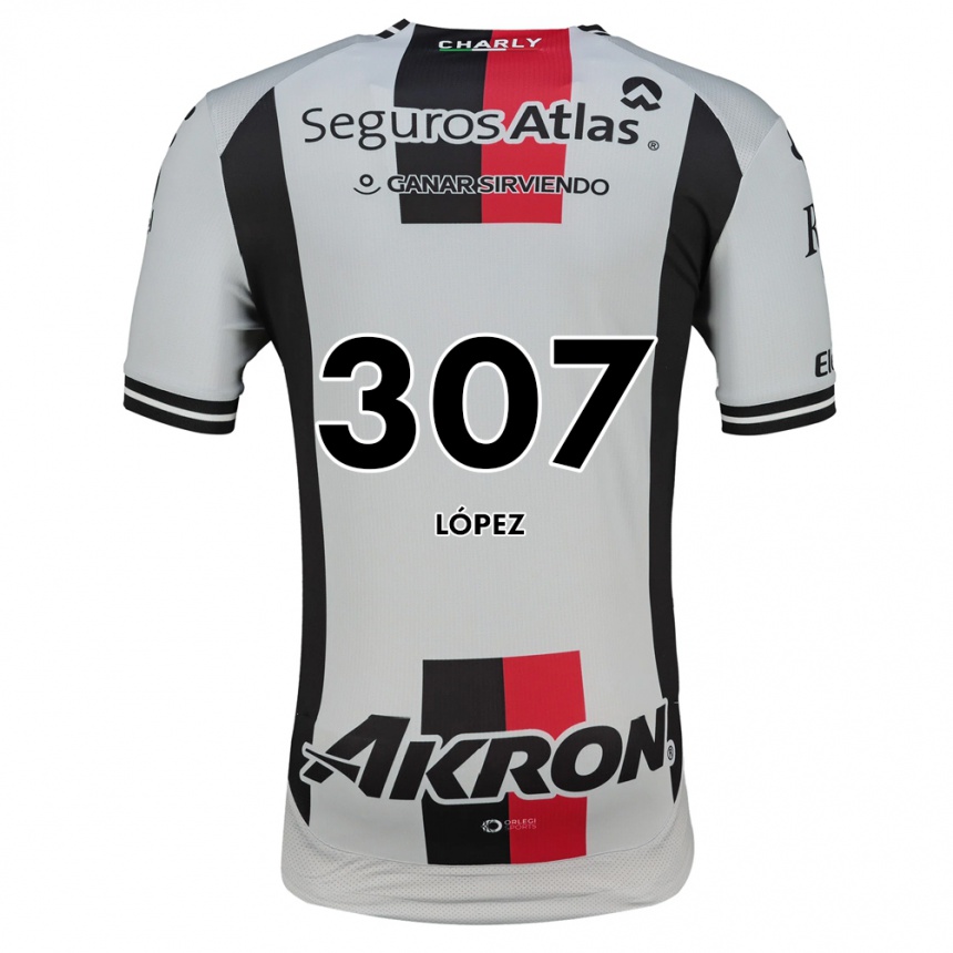 ילדים כדורגל Said López #307 לבן אדום שחור הרחק ג'רזי 2026/27