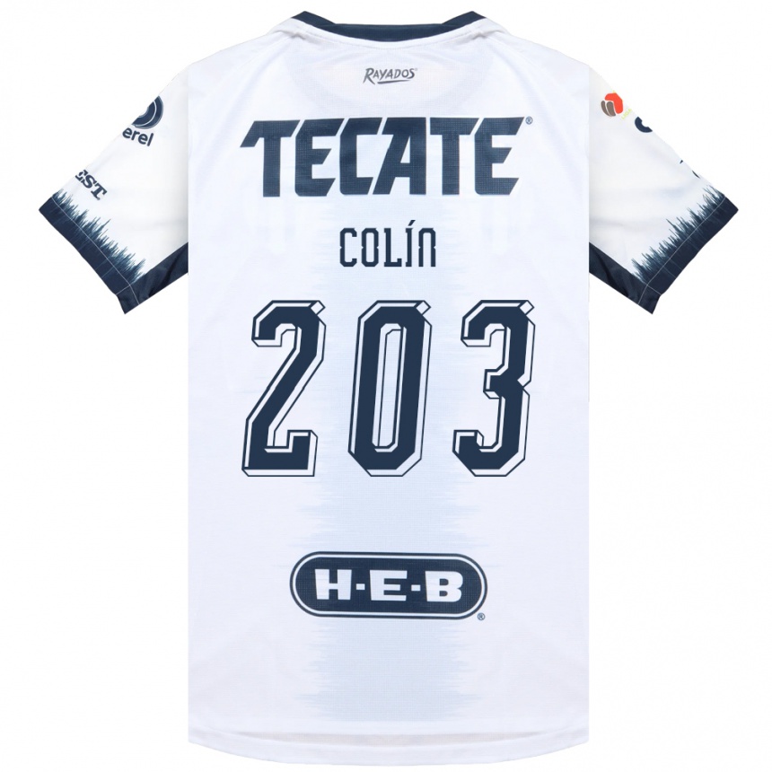 ילדים כדורגל Luis Colín #203 לבן כחול דיו אדום הרחק ג'רזי 2026/27