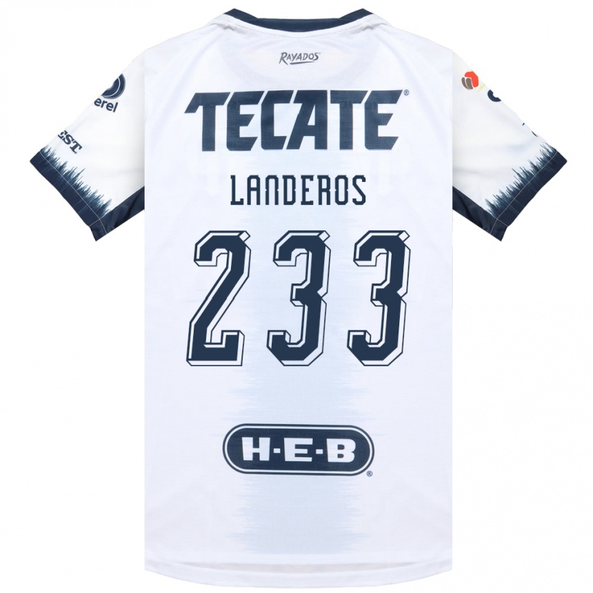 ילדים כדורגל Jorge Landeros #233 לבן כחול דיו אדום הרחק ג'רזי 2026/27