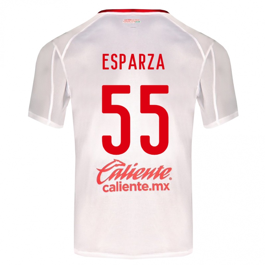 ילדים כדורגל Sebastián Esparza #55 לבן ירוק אדום הרחק ג'רזי 2026/27