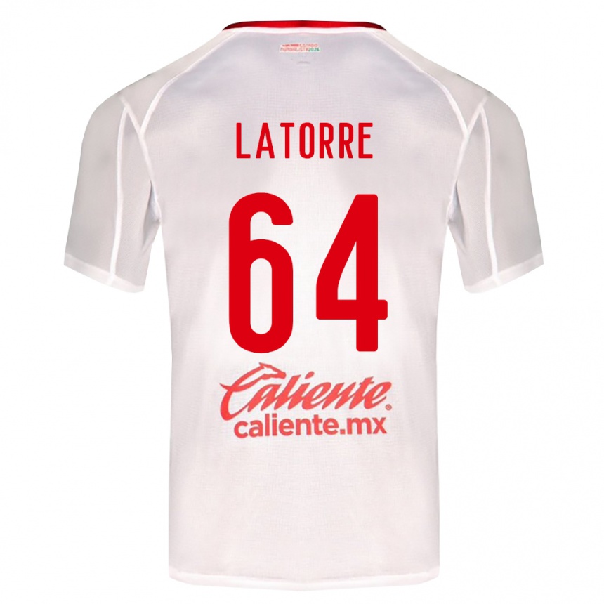 ילדים כדורגל Diego Latorre #64 לבן ירוק אדום הרחק ג'רזי 2026/27