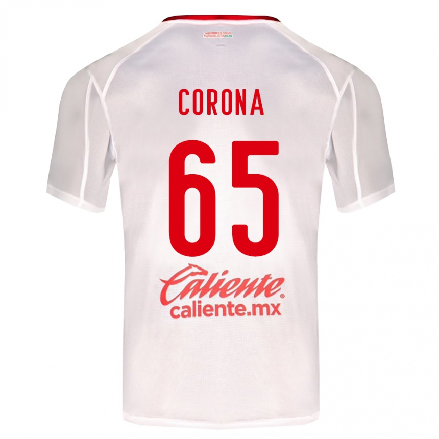 ילדים כדורגל Carlos Corona #65 לבן ירוק אדום הרחק ג'רזי 2026/27 ילדים כדורגל Carlos Corona #65 לבן ירוק אדום הרחק ג'רזי 2026/27